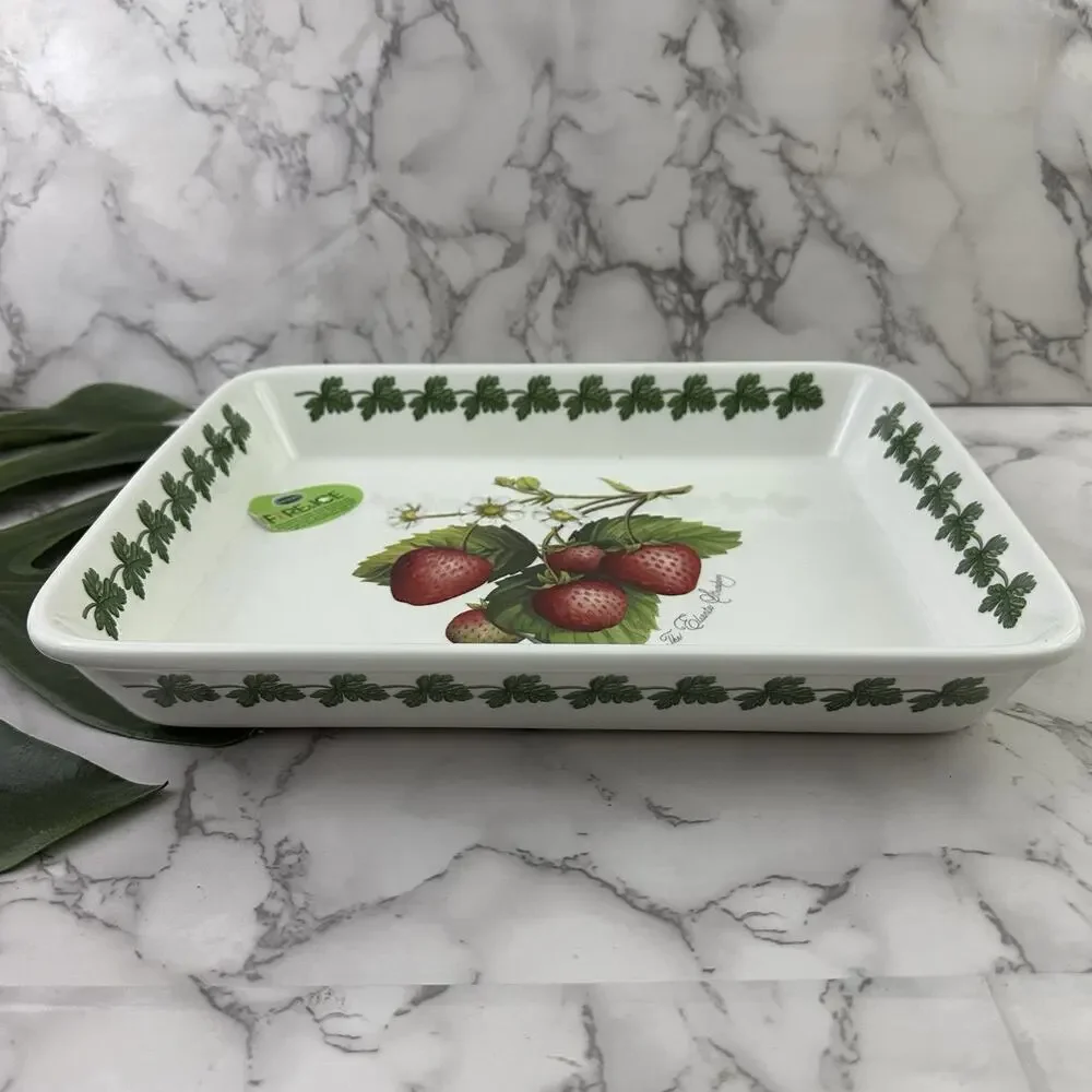 Portmeirion Strawberry Fair Fire Ice Rectangle Baking Dish New Elsanta Fruit